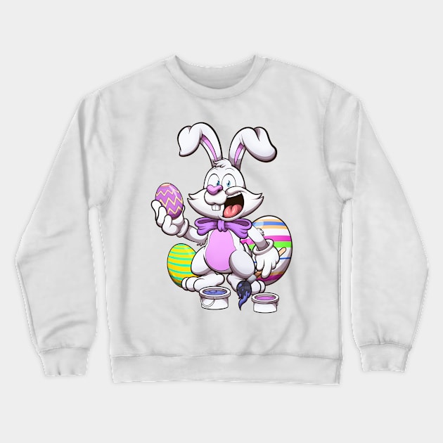 Smiling Easter Bunny With Easter Eggs Crewneck Sweatshirt by TheMaskedTooner